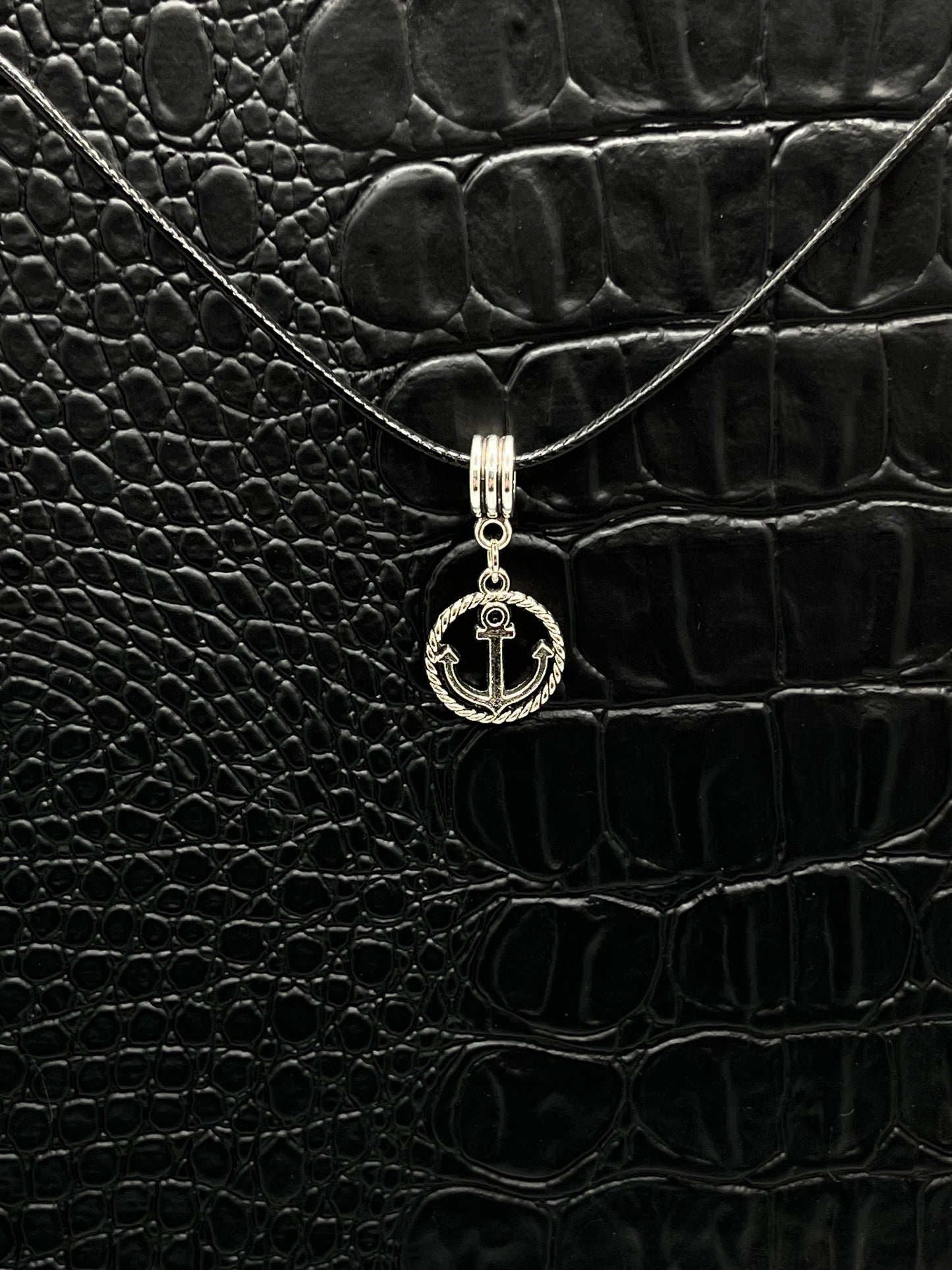 Navy Anchor Charm Necklace