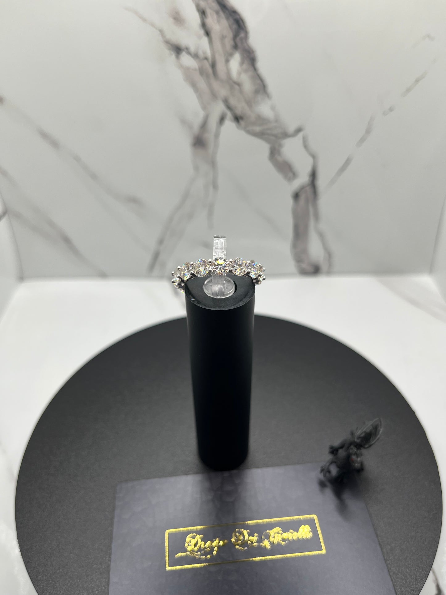 4MM Solid Silver VVS D Black & White Mossanite Tennis Ring