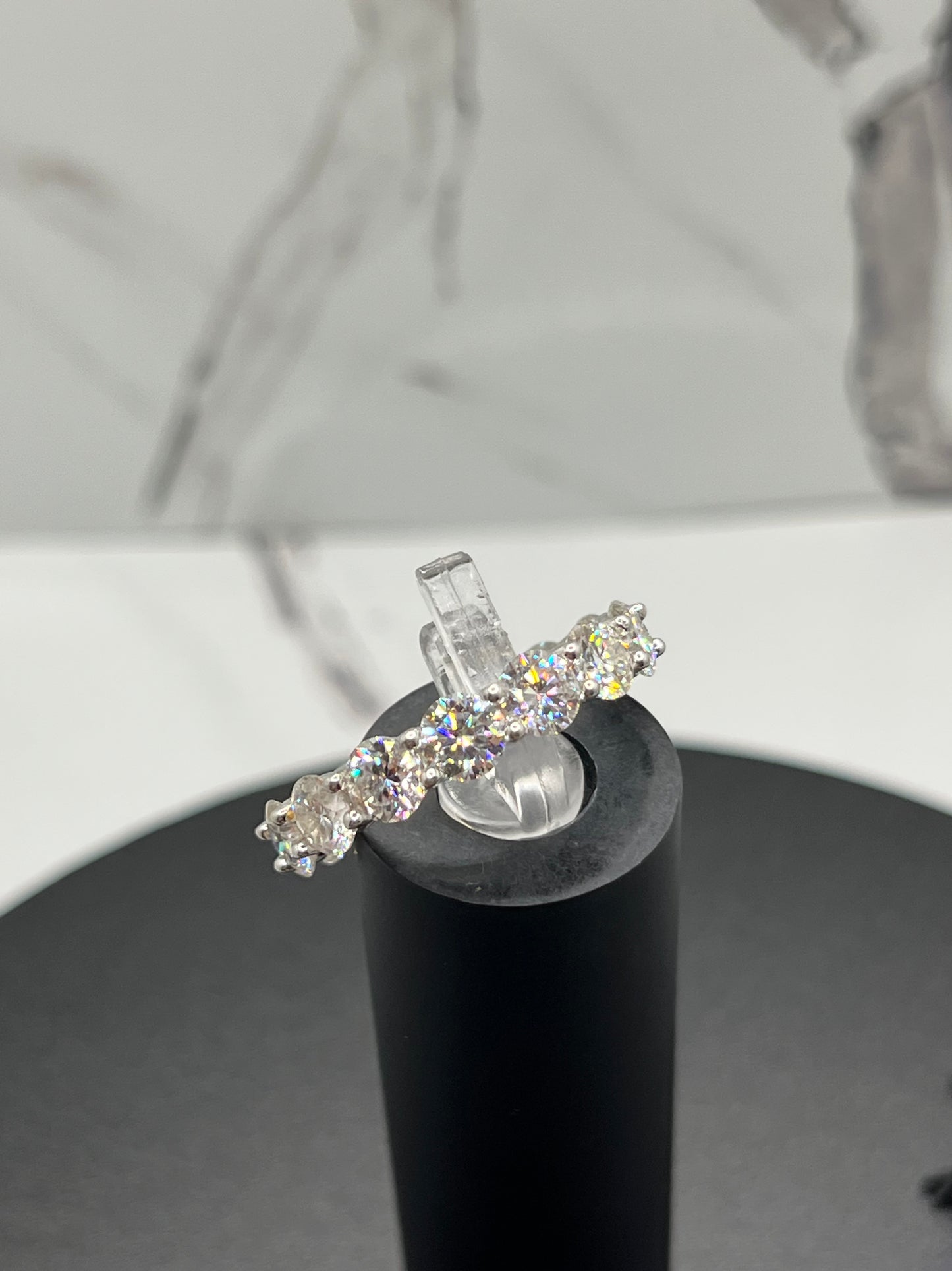 4MM Solid Silver VVS D Black & White Mossanite Tennis Ring