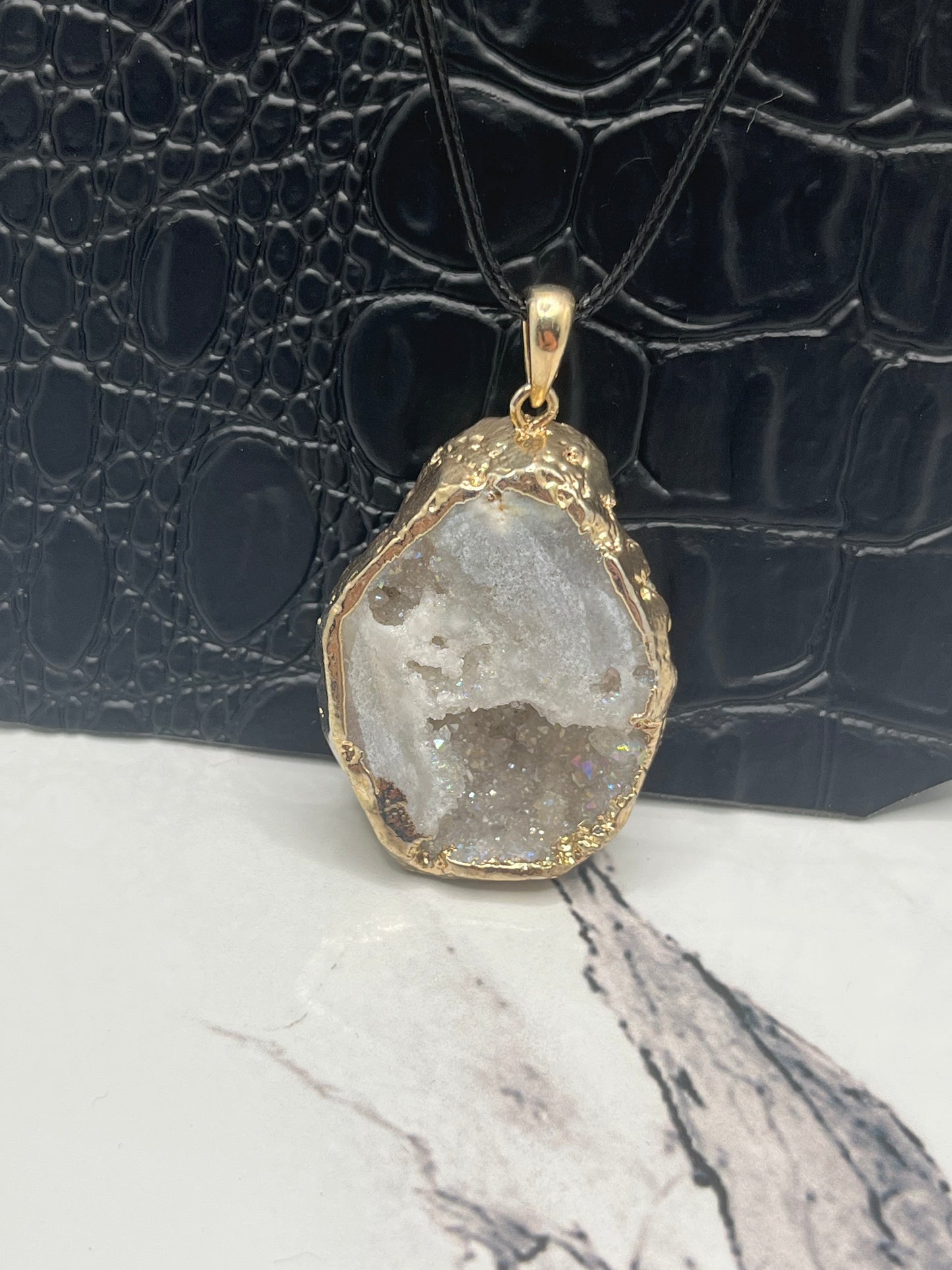 Quartz & Gold Plated Copper Charm Necklace