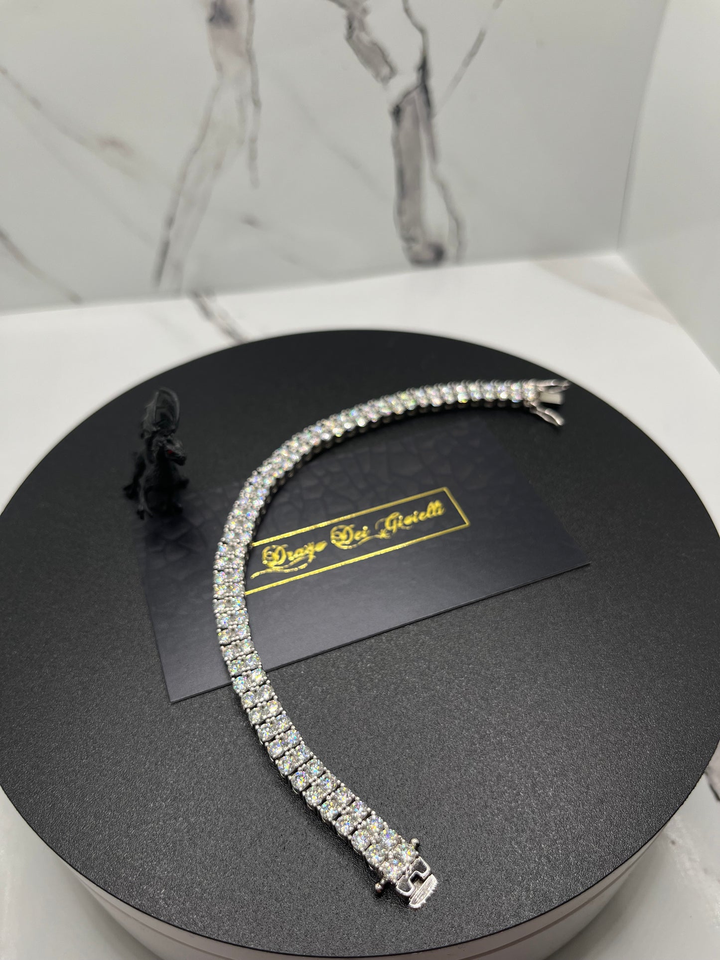 Simulated Sapphire Solid .925 Double Row 3MM Tennis Bracelet