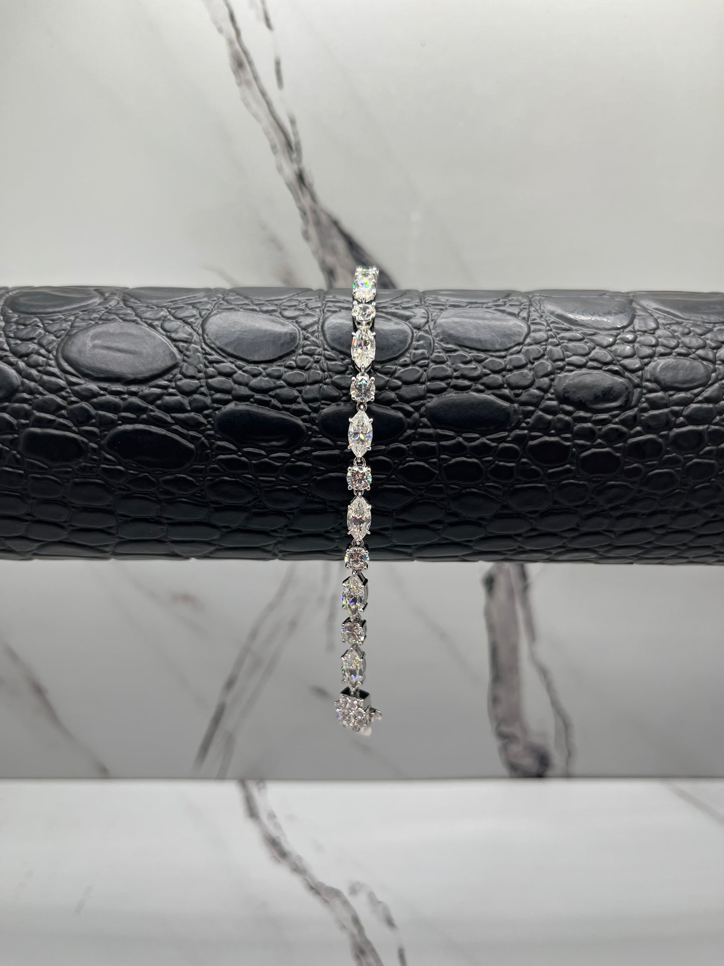 Simulated Lab Sapphire Marquise & Round Tennis Bracelet