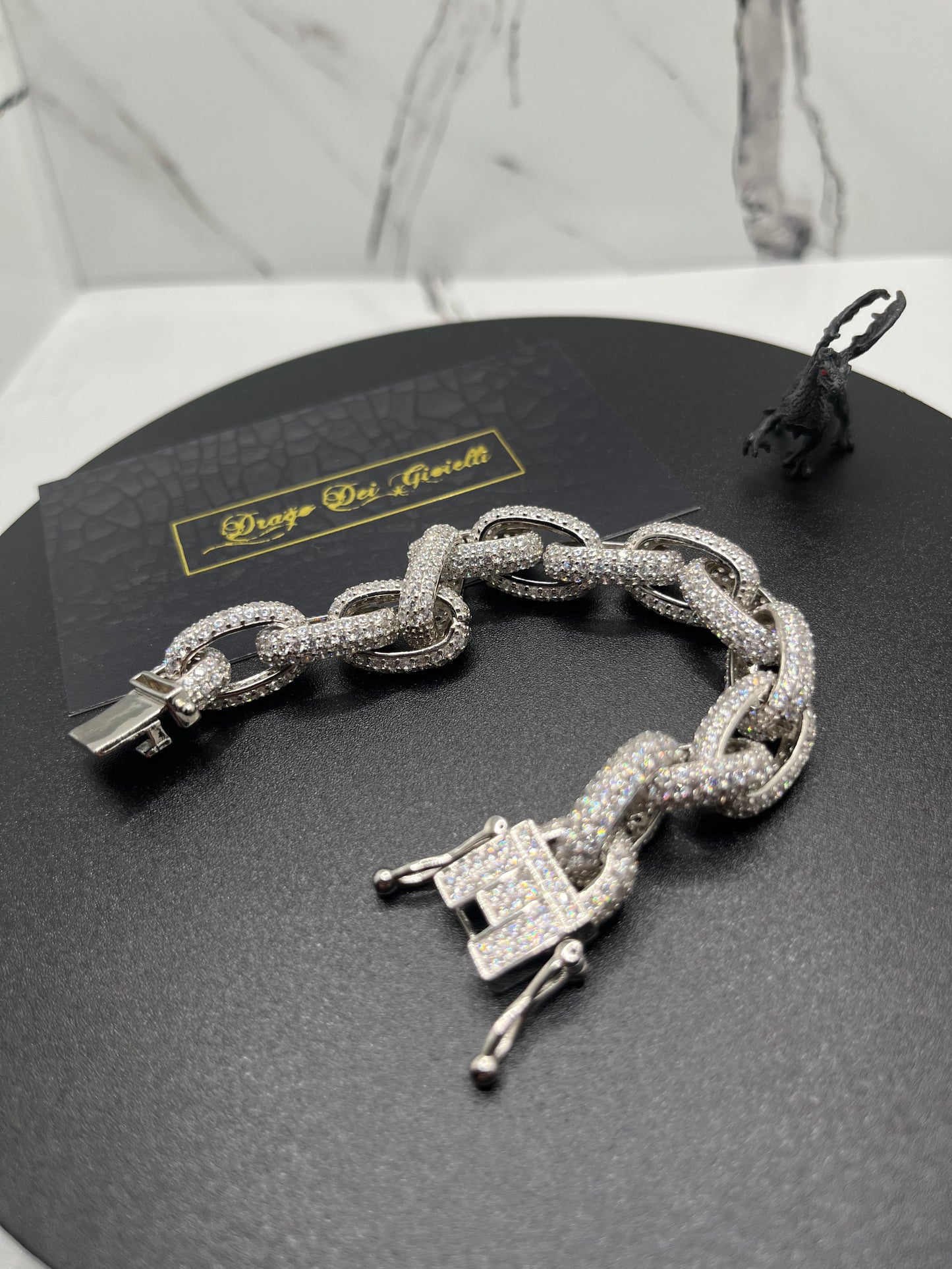 12MM Chain Link Bracelet Simulated Lab Sapphire