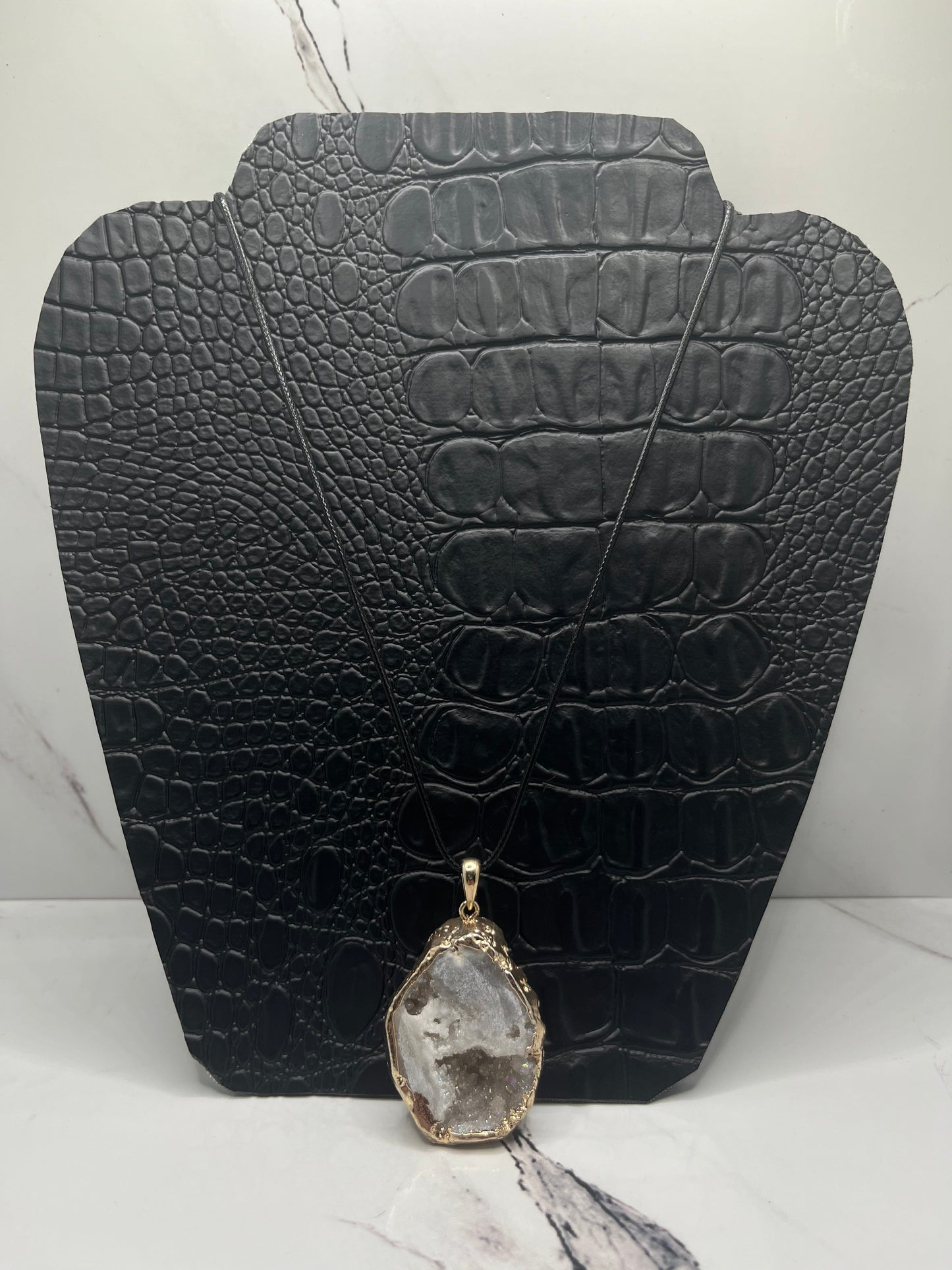 Quartz & Gold Plated Copper Charm Necklace