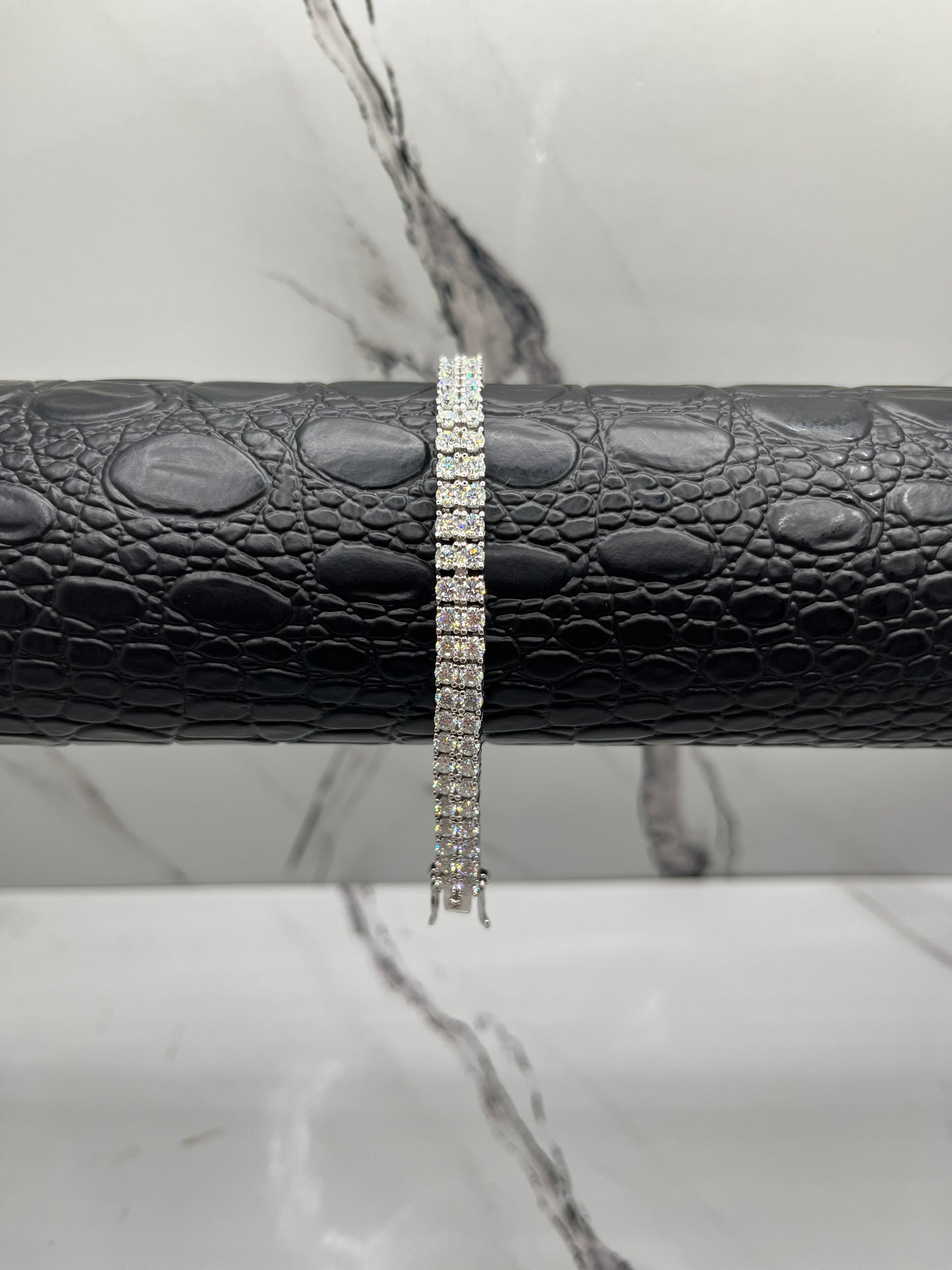 Simulated Sapphire Solid .925 Double Row 3MM Tennis Bracelet