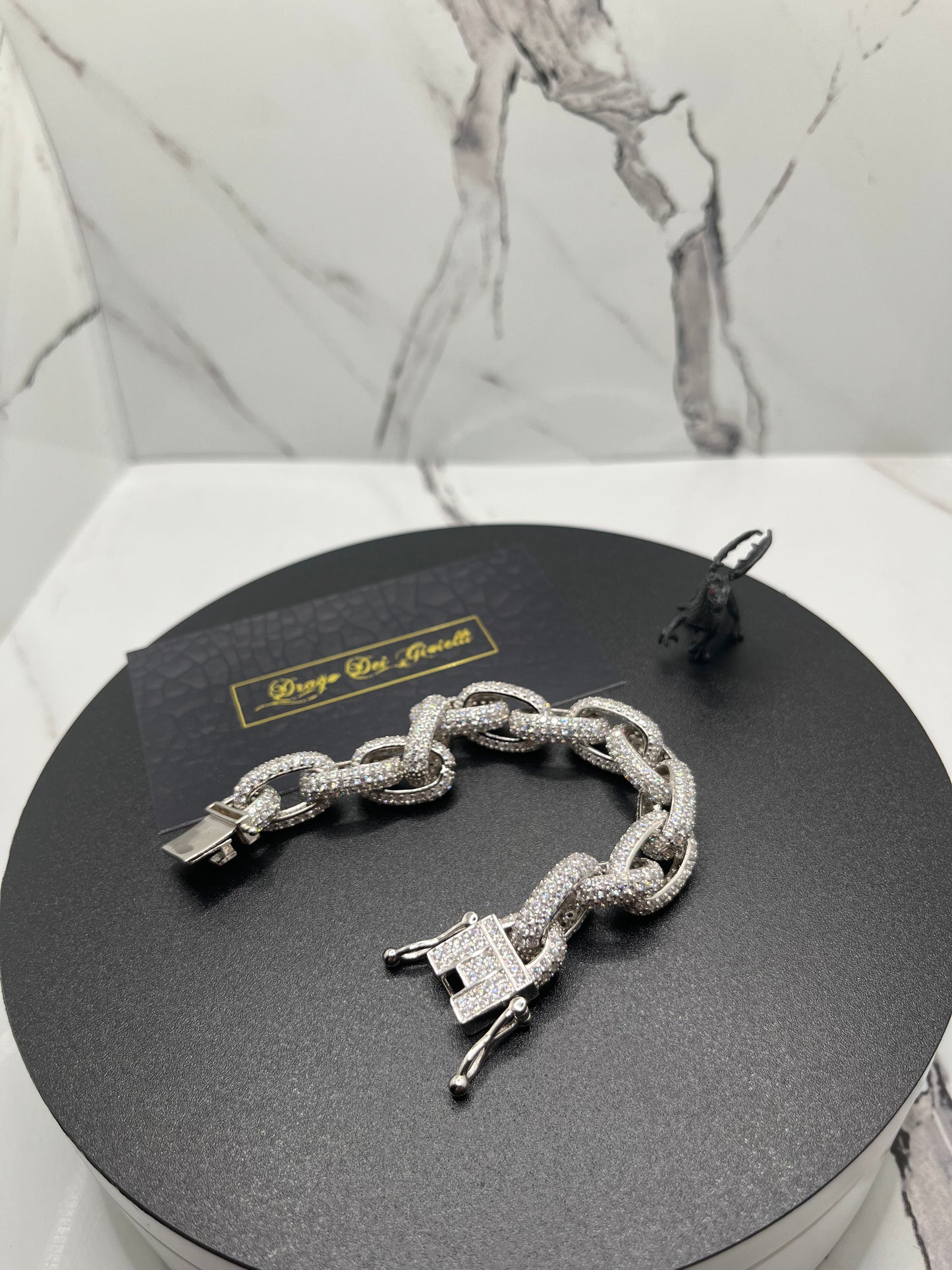 12MM Chain Link Bracelet Simulated Lab Sapphire