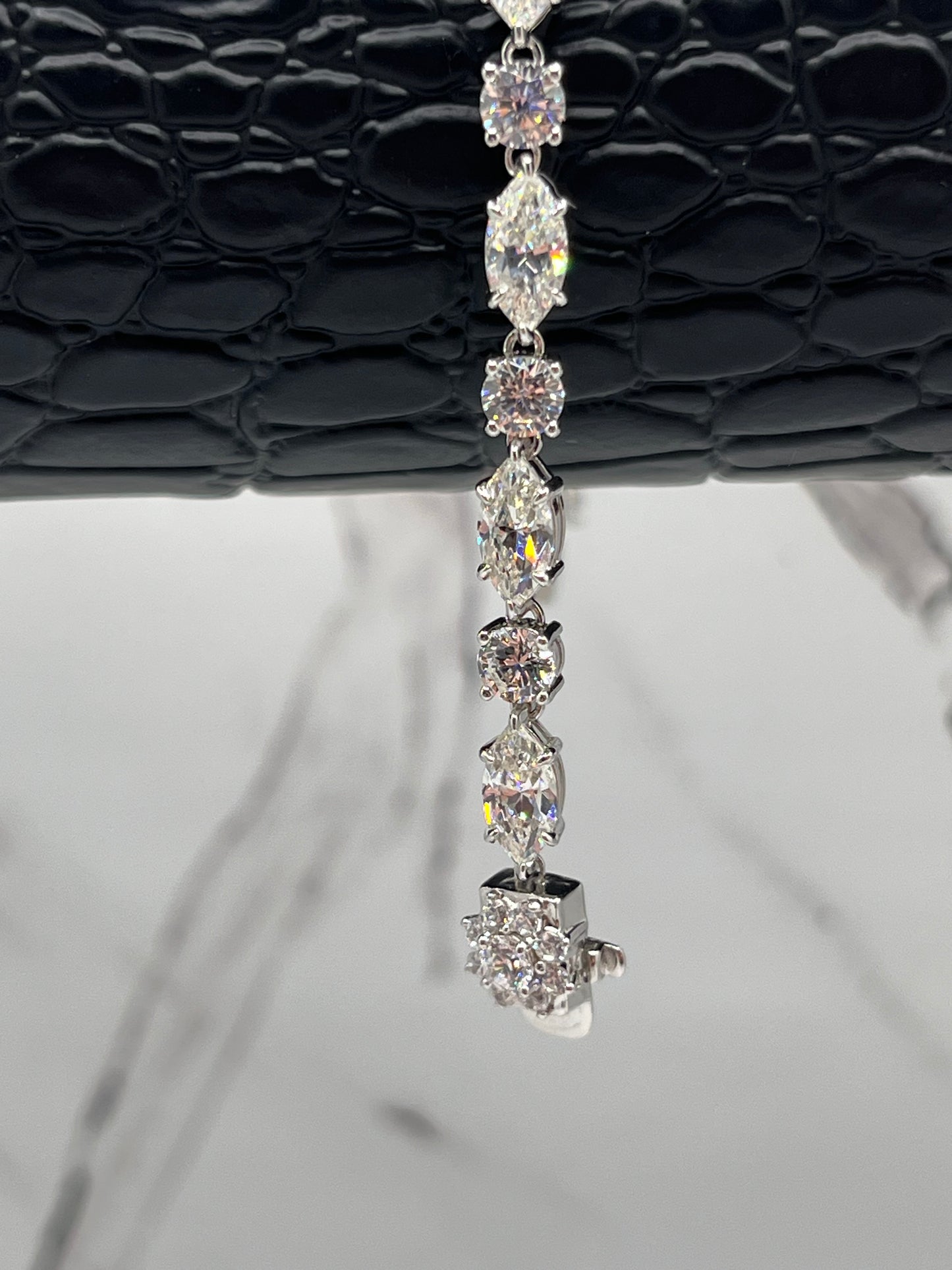 Simulated Lab Sapphire Marquise & Round Tennis Bracelet