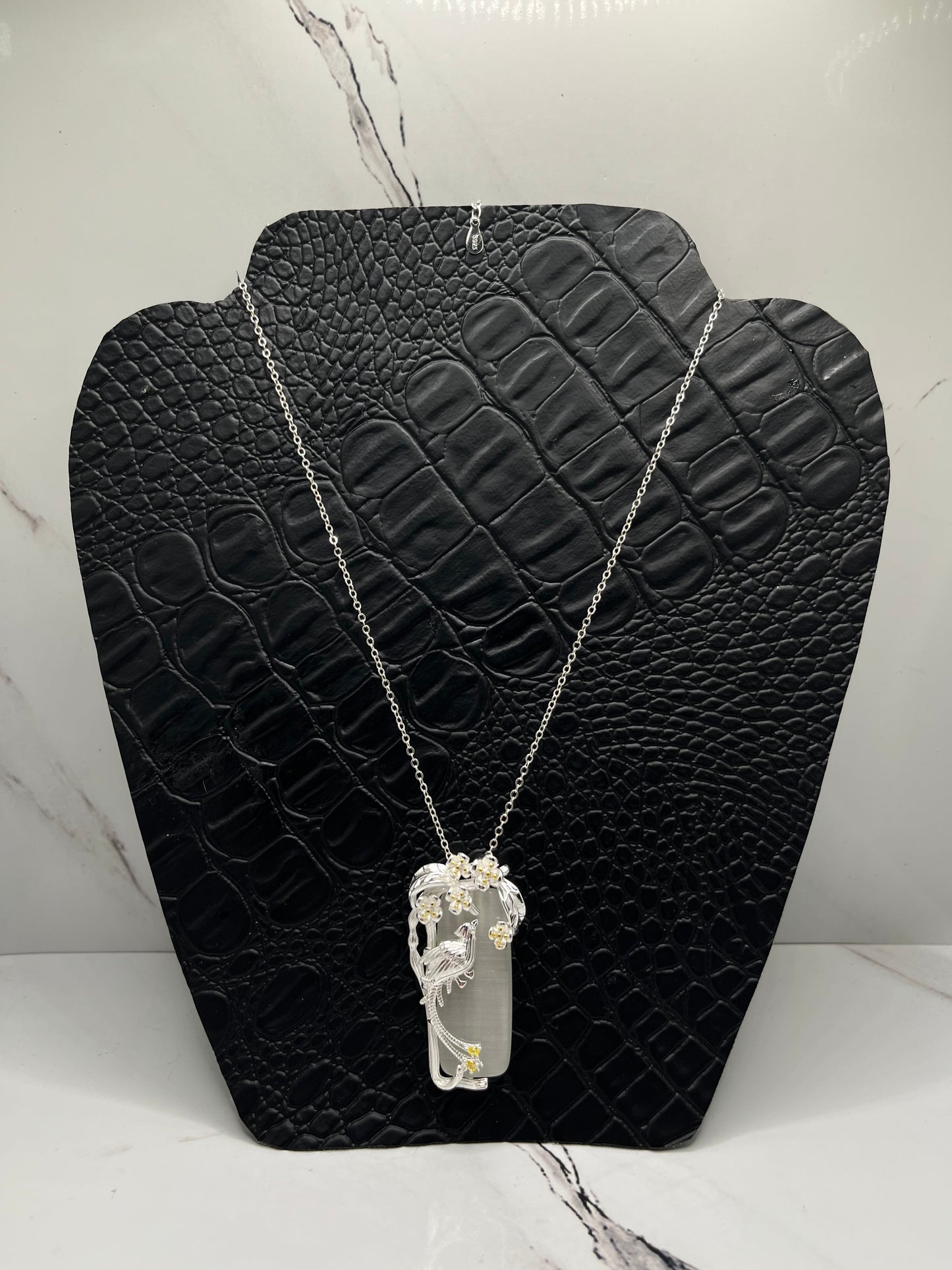 Birds & Flowers 925 Silver Plated Crystal Clasp Charm Chain