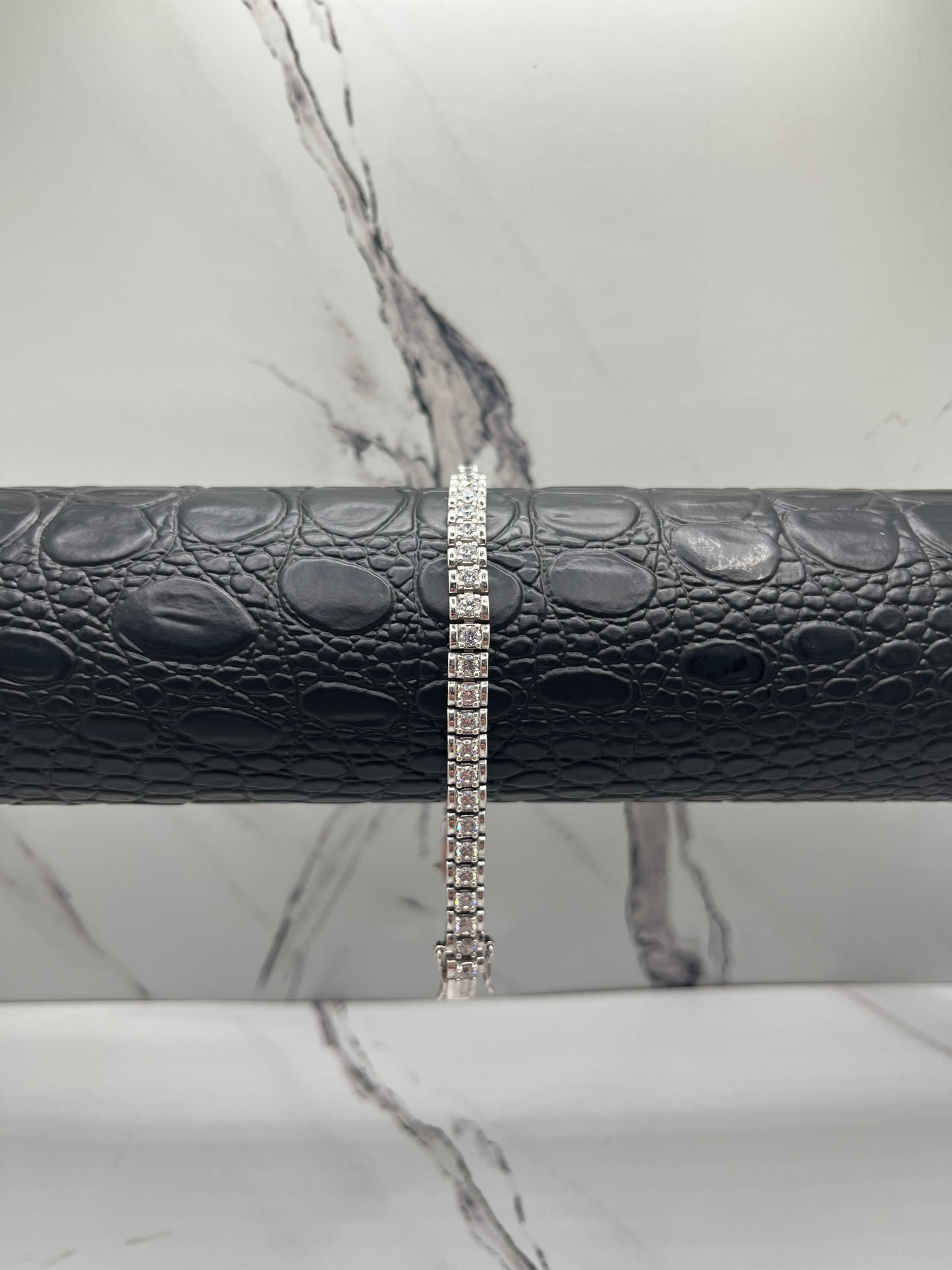 .925 Single Row Lab Cz Tennis Bracelet