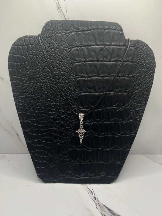 Medical Snake Emblem Charm Necklace