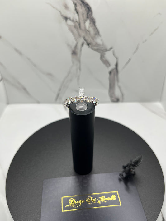 4MM Solid Silver VVS D Black & White Mossanite Tennis Ring