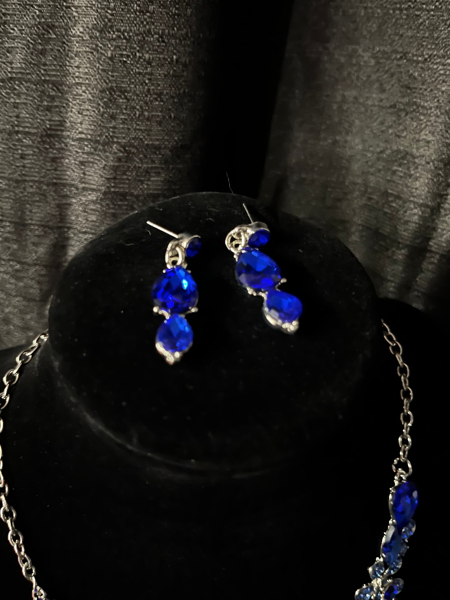 Blue Rhinestone Necklace & Earring set