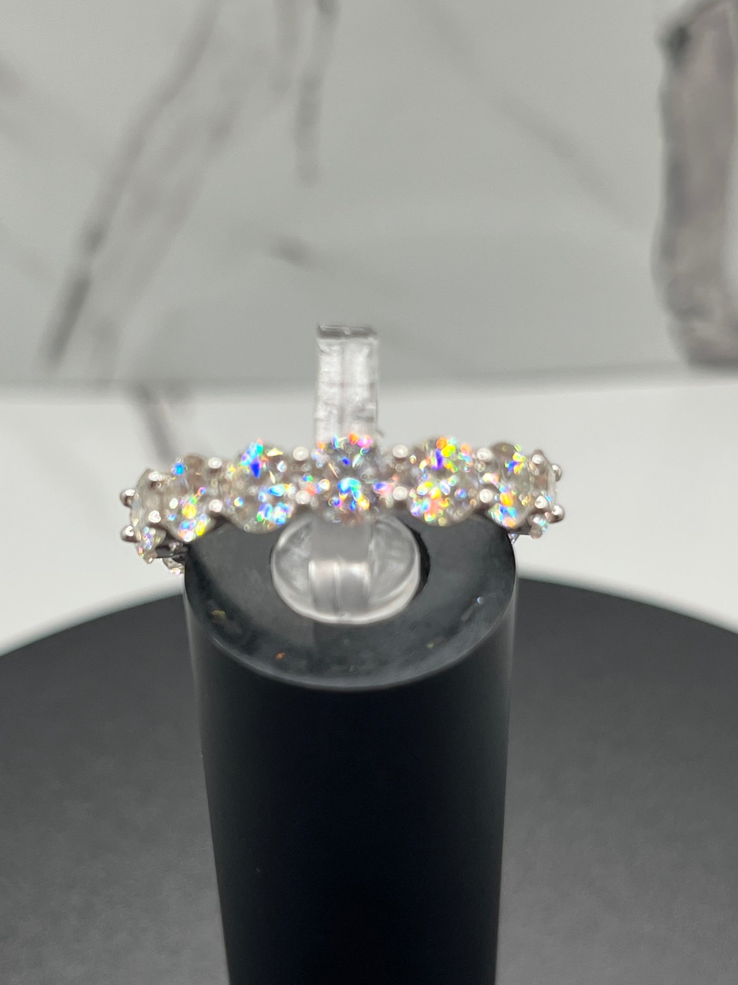 4MM Solid Silver VVS D Black & White Mossanite Tennis Ring