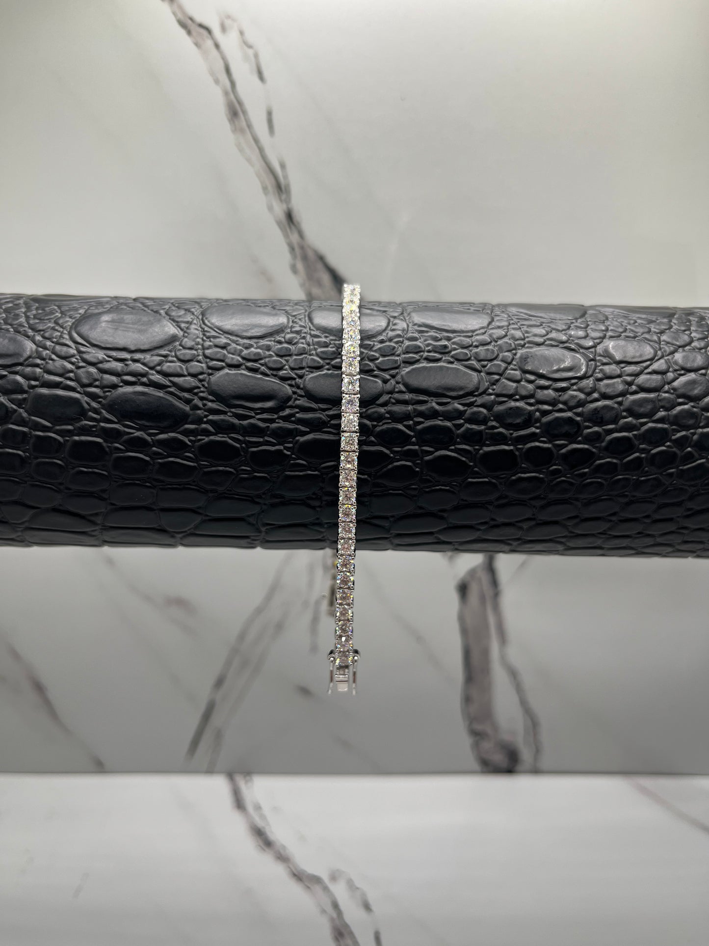 3MM Solid Silver VVS D Color Moissanite Tennis Bracelet