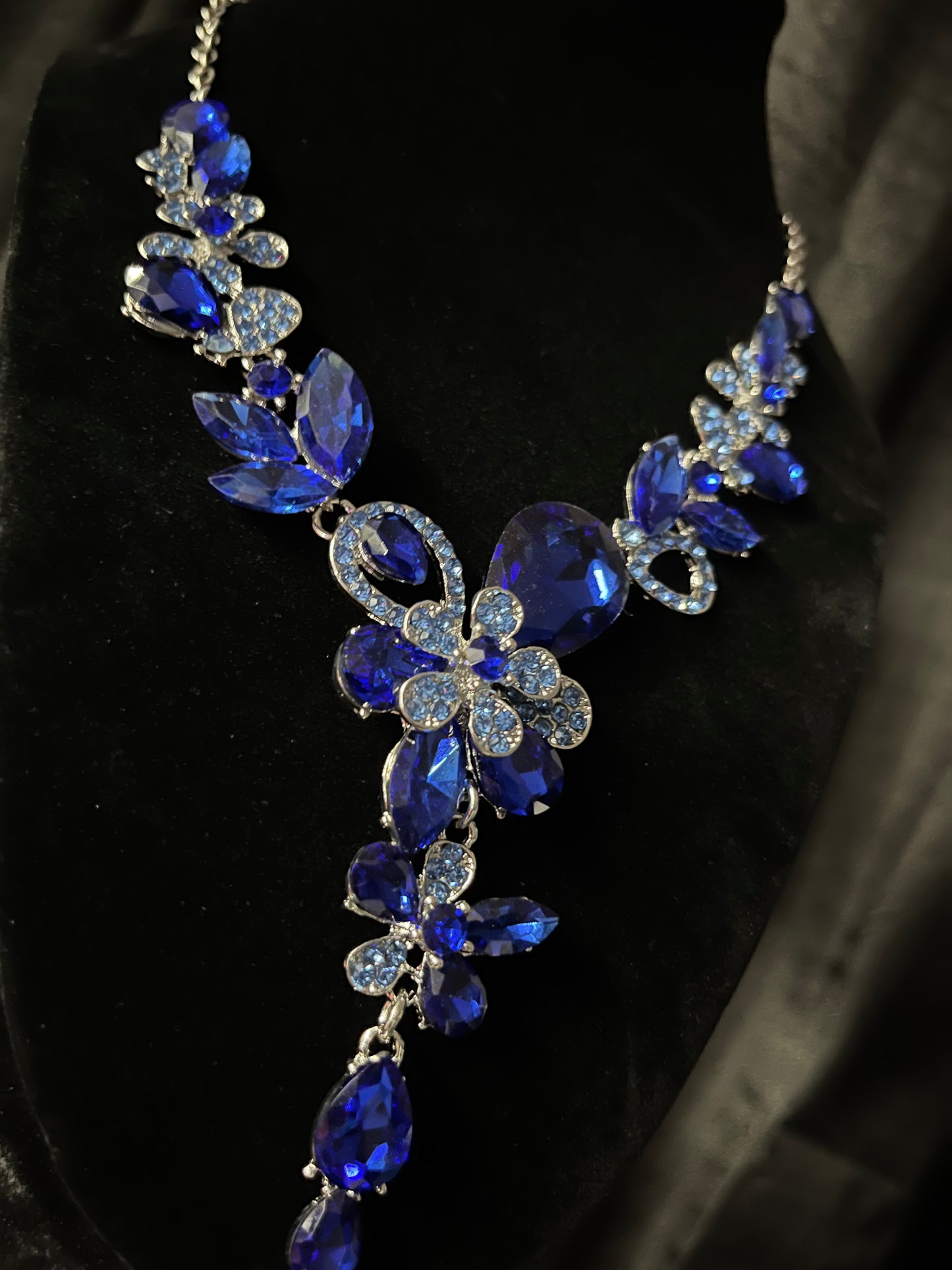 Blue Rhinestone Necklace & Earring set
