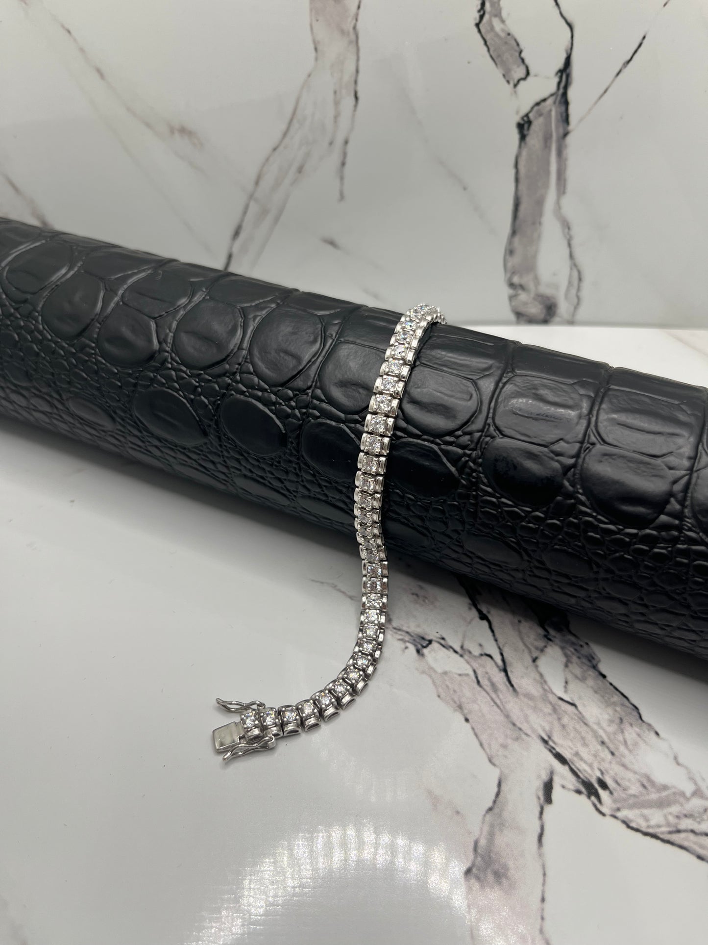 .925 Single Row Lab Cz Tennis Bracelet