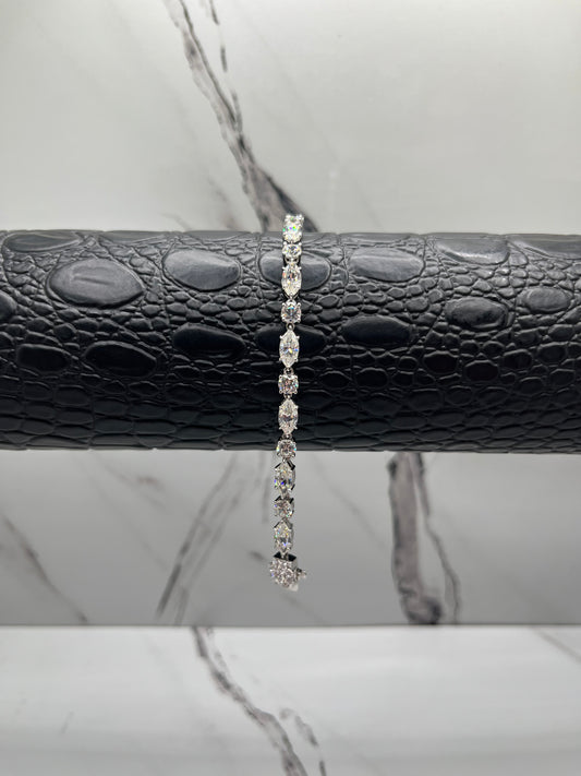 Simulated Lab Sapphire Marquise & Round Tennis Bracelet