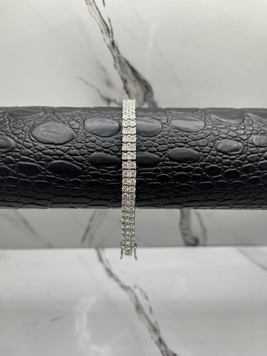 Simulated Sapphire Solid .925 Double Row 3MM Tennis Bracelet