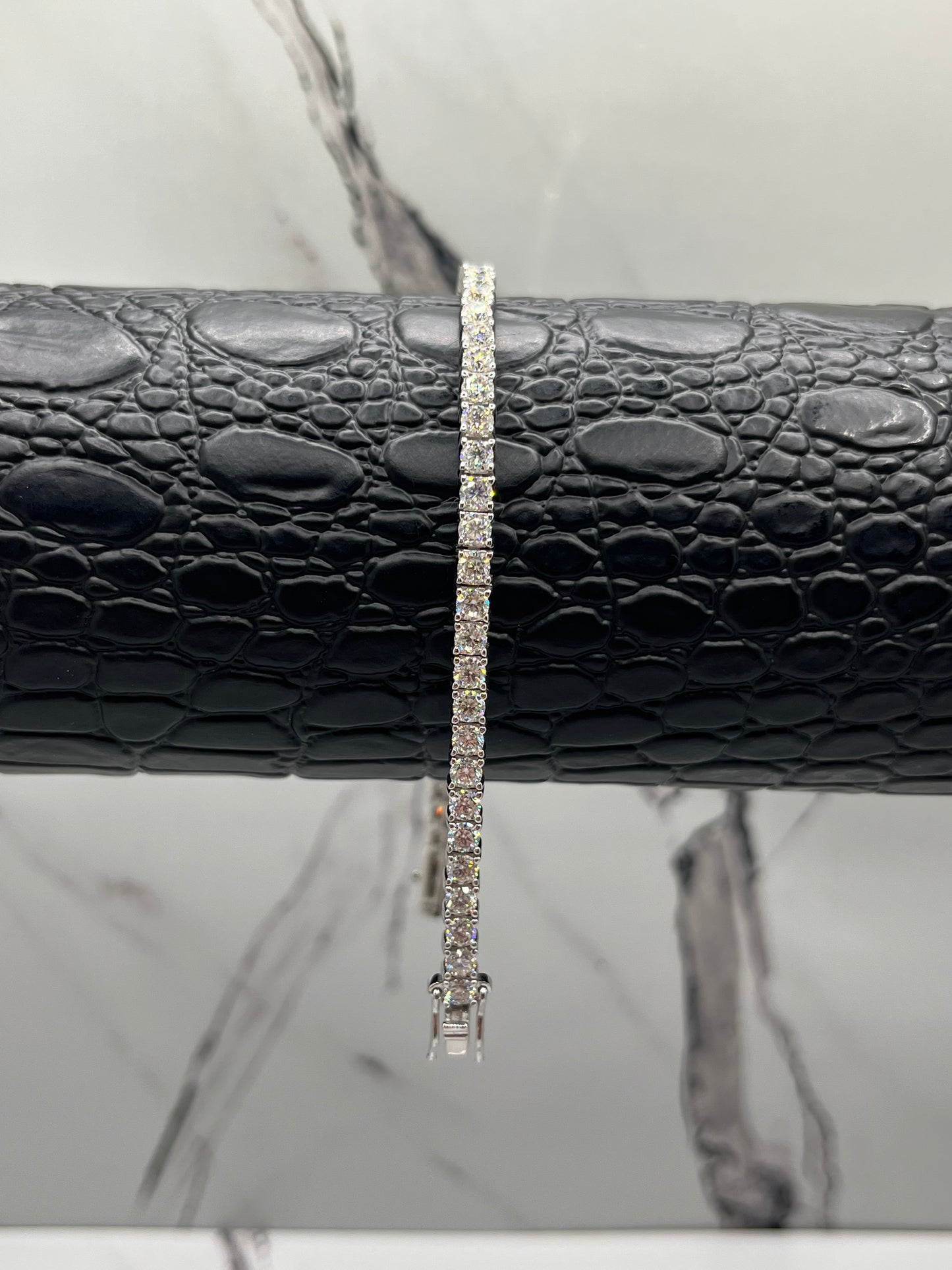 3MM Solid Silver VVS D Color Moissanite Tennis Bracelet