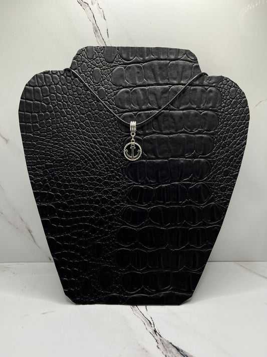 Navy Anchor Charm Necklace