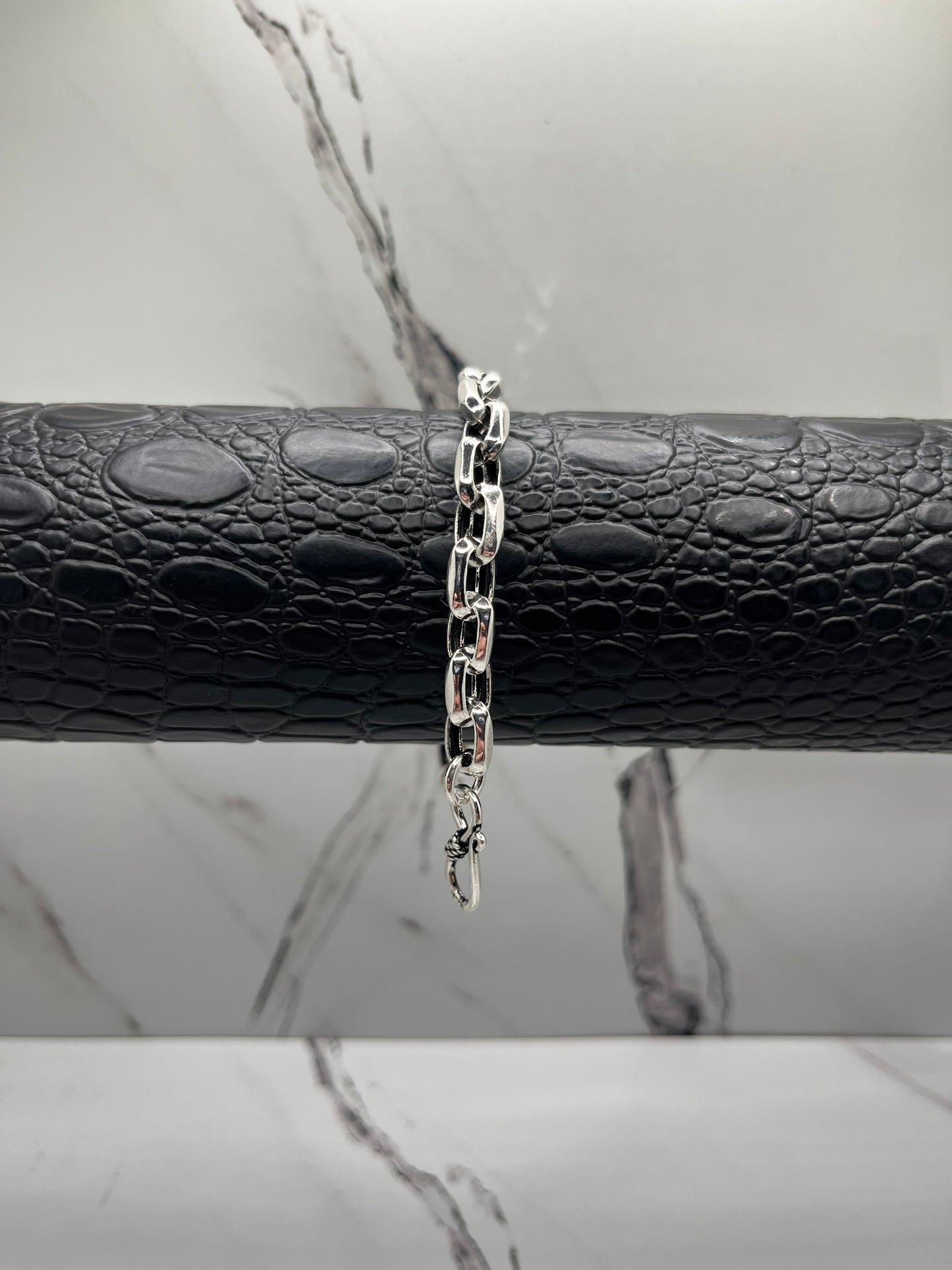 Solid .925 S Hook Square Link Bracelet