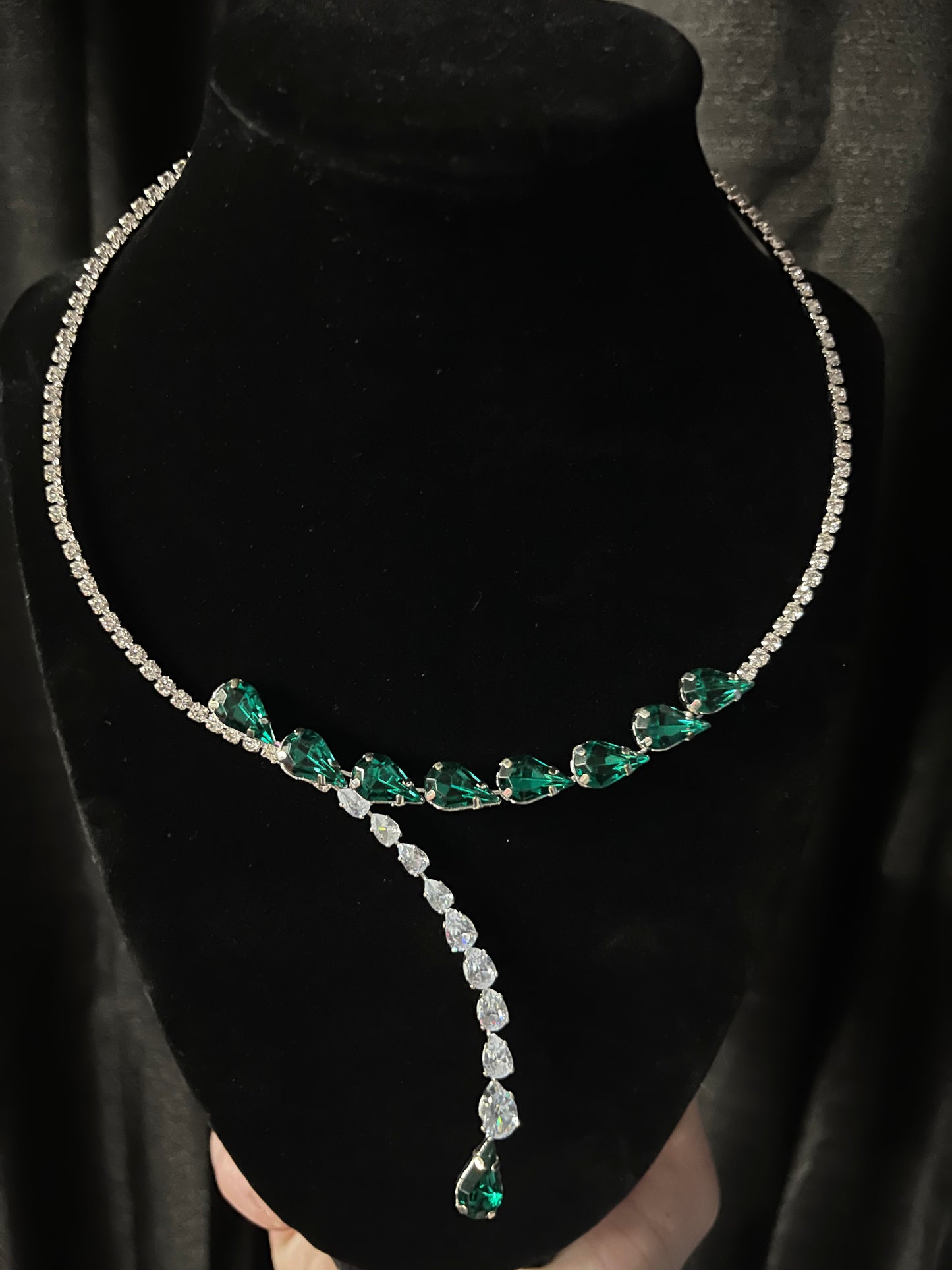 Green Rhinestone Emerald Necklace